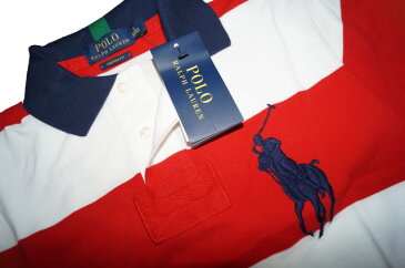 ポロラルフローレン POLO RALPH LAUREN 半袖ポロシャツ ビッグポニー ボーダー 赤白 メンズ 夏物 レッド ホワイト 【中古】