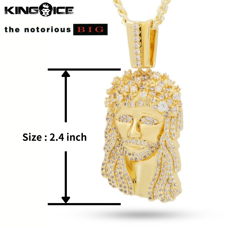 King Ice×Notorious B.I.G. キングアイス ノトーリアス ビギー ジーザスネックレス ゴールド VVS Diamond ホワイトストーン 