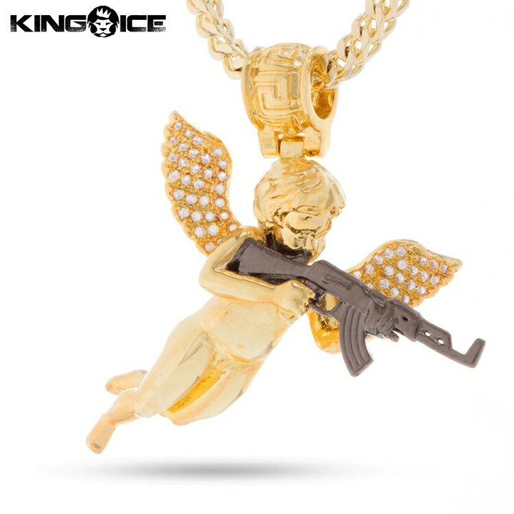 King Ice キングアイス ネックレス ゴールド アークエンジェル 大天使モチーフ VVS ダイヤモンド "Archangel of Reprisal Necklace" 人気ブランド アクセサリー 金メッキ メンズ レディース 男女兼用 送料無料