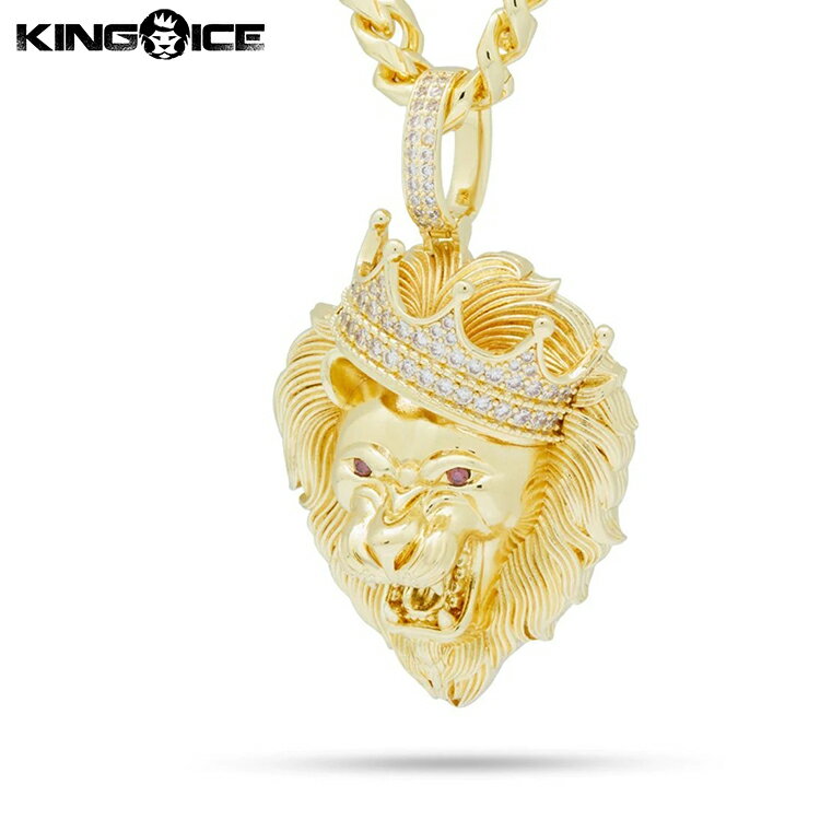 King Ice キングアイス ネックレス ゴールド ロアリングライオン モチーフ VVS ダイヤモンド Classic Roaring Lion Necklace 人気ブランド アクセサリー 金メッキ メンズ レディース 男女兼用 送料無料