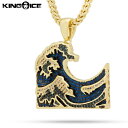 キングアイス King Ice グレートウェーブ 絵文字モチーフ ネックレス ゴールド ジルコニアストーン "The Great Wave Necklace" 人気ブランド アクセサリー 金メッキ メンズ レディース 男女兼用 送料無料