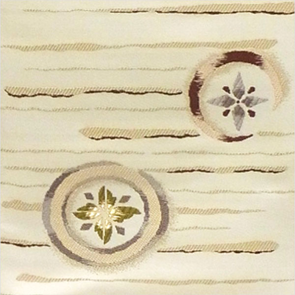 半幅帯 正絹 陶彩美丸紋 白系 京玉響 西陣織の紹介画像3