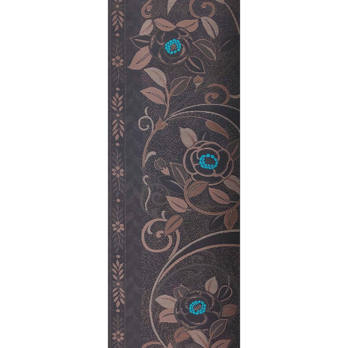 半幅帯 正絹 薔薇更紗 黒系 京玉響 西陣織