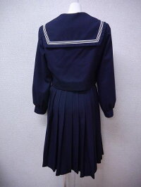 BRS1・6泊7日レンタル学生服女子高生制服白3本線スクール学生冬女子セーラー服長袖高校中学上下紺150【学生服制服セーラー服コスプレ】【中古】