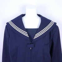 BRS637泊8日レンタル学生服制服白3本線スクール学生冬セーラー服長袖高校中学上下紺サイズ27【中古】