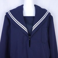 BRS1067泊8日レンタル学生服制服白2本線スクール学生冬セーラー服長袖高校中学上下紺170BB【中古】