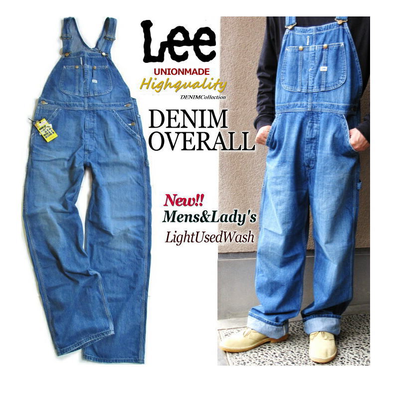 【送料無料】Lee リー オーバーオール デニム 【 中色ブルー 】 メンズ 定番 愛され 人気モデル（XS S M L XL）男女兼用 ライトユーズドウォッシュ 親子ペア サロペット 衣装 デニム 旅行 アウトドア キャンプ ハロウィン プレゼント ギフト LM7254-2156