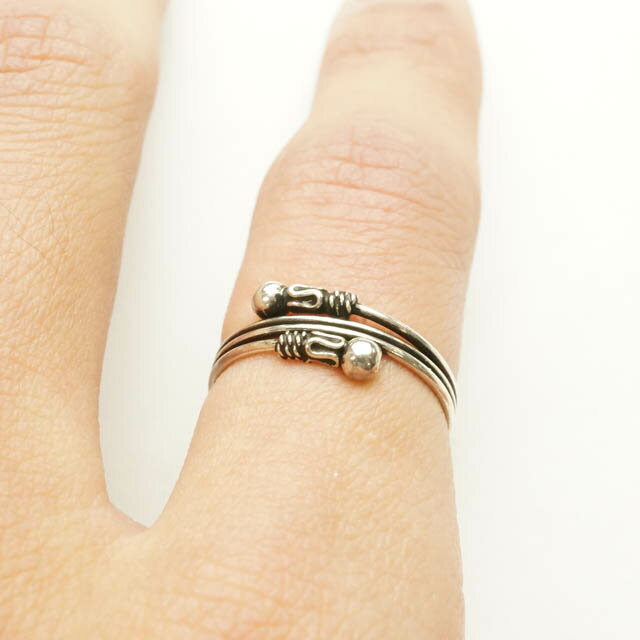 シルバー925 メンズ レディース リング 丸玉が2個付いたエスニックデザインの指輪 silver925 シルバーアクセサリー
