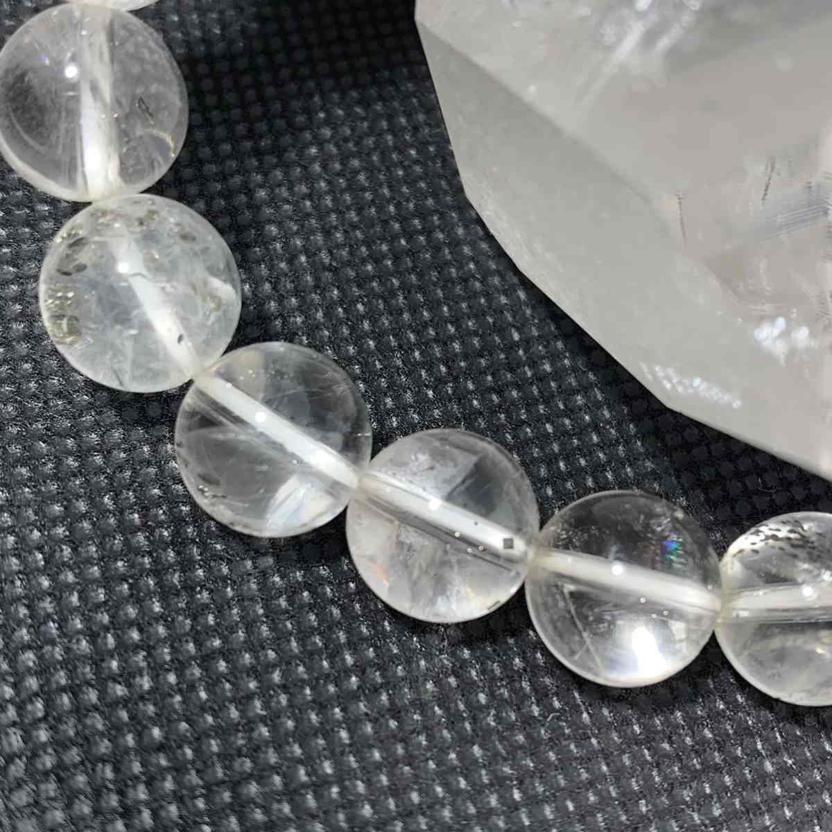 NO.00255【内径約17.5cm】パイライトin水晶　約10~11mm ブレスレット 天然石 パワ...