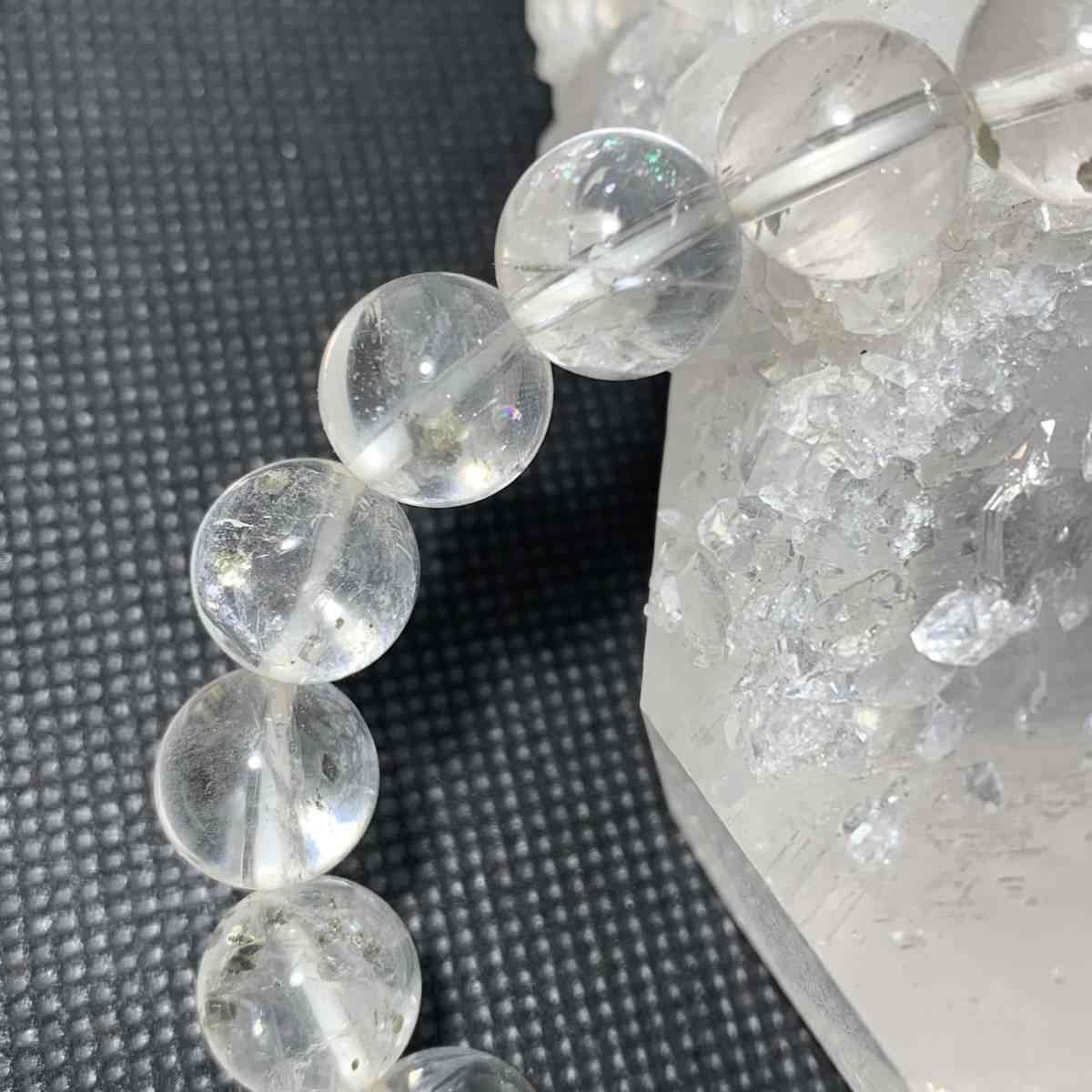 NO.00255【内径約17.5cm】パイライトin水晶　約10~11mm ブレスレット 天然石 パワ...