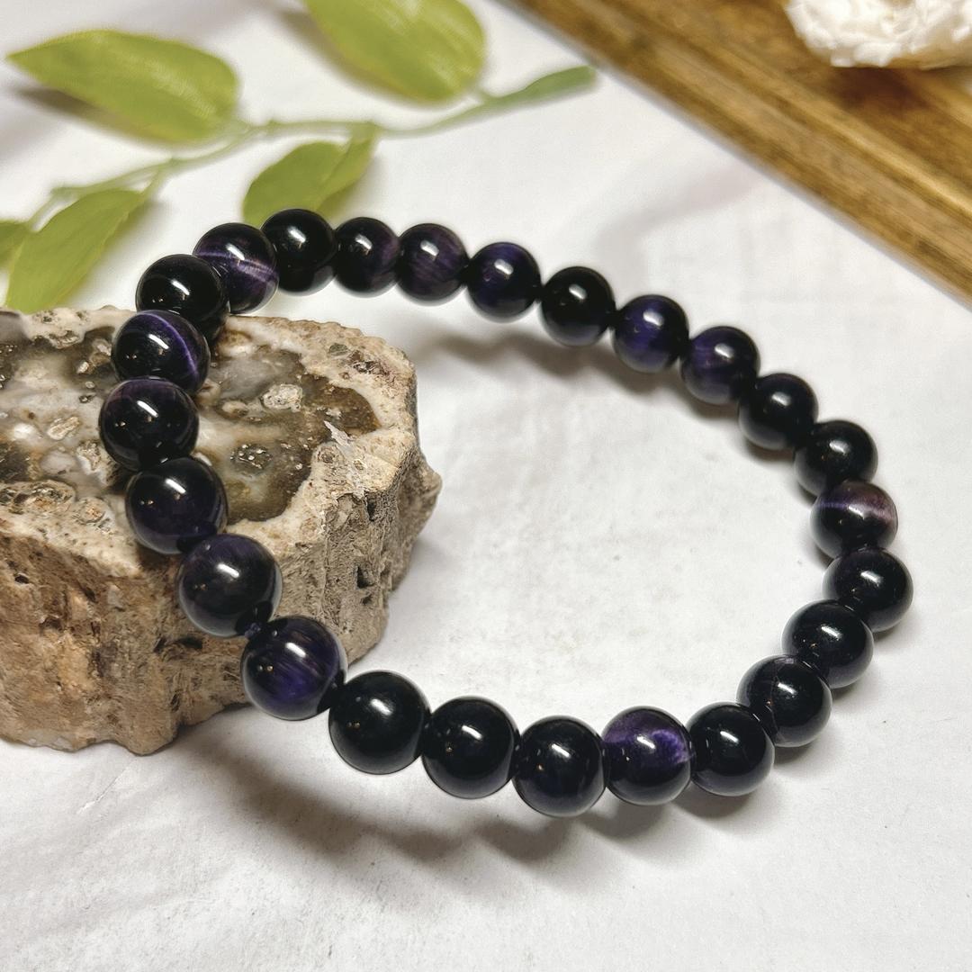 No. 【RE5946】8＊パープルタイガーアイ＊着色＊ブレスレット＊天然石＊
