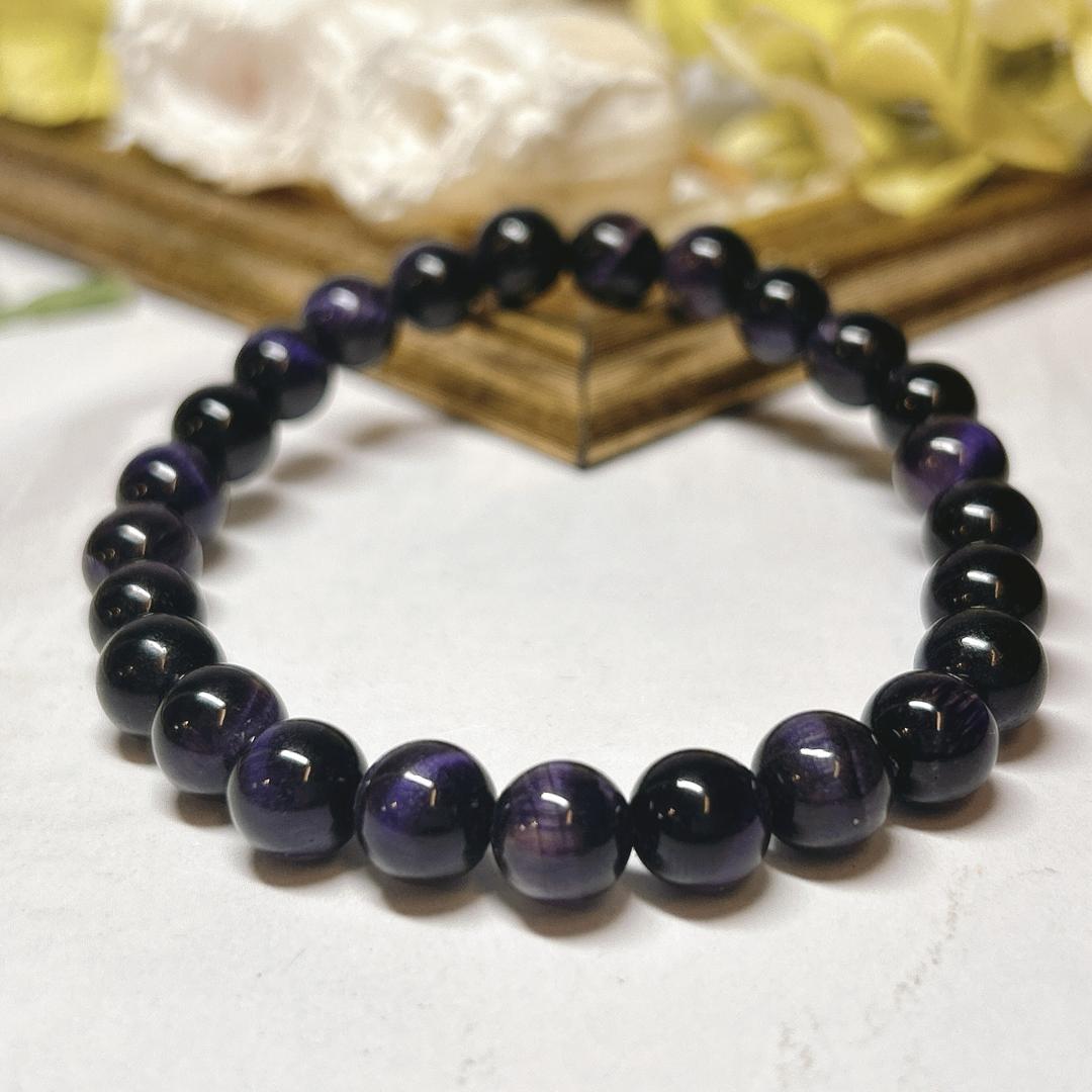 No. 【RE5946】8＊パープルタイガーアイ＊着色＊ブレスレット＊天然石＊