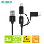 AUKEY 3 in 1 USB֥ 1m Impulse Series CB-BAL9 USB-A USB-C Micro USB Lightning ť֥ 480Mbps ȥʥ 饤ȥ˥ iPhone Apple MFiǧ Android C ѵ ֥å פ򸫤