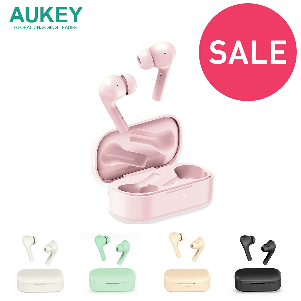 5/9 20:005/16 1:59 㤤ʪޥ饽̲ʡAUKEY 磻쥹ۥ EP-T21S Bluetooth 5.0 ֥롼ȥ ֥å/ۥ磻/ԥ/١/꡼ iPhone Android ե ʬΥ ʥ뷿 IPX6 ɿ Ҽб ޥ¢  AACǥå