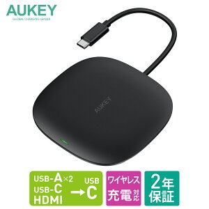 USBϥ USB3.0 type-c AUKEY  Unity Wireless ֥å CB-C70-BK Ρȥѥ Macbook HDMI 4Kб PDб ǡž 5Gbps 磻쥹 10Wб 110mm 2ǯݾ