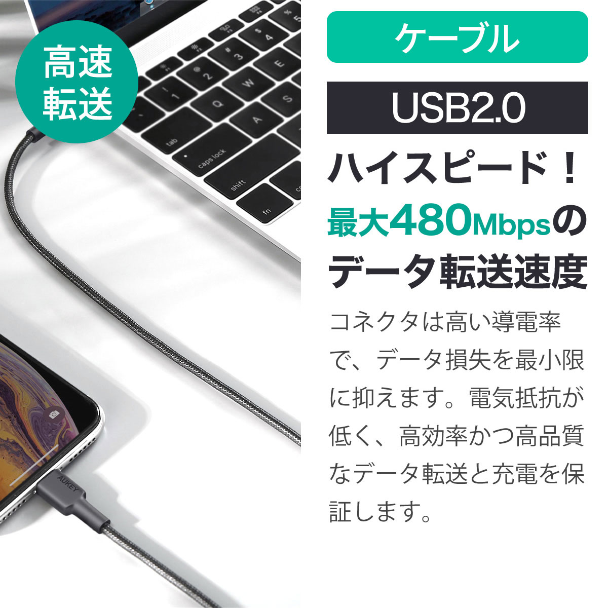 USB充電器モバイルバッテリーLightningケーブルセットAUKEYオーキーOnTheGoBundleIITK-2SブラックスマホiPhone12Android20W超小型充電器モバイルバッテリー10000mAhパススルー対応PD対応ケーブルお得なセット持ち運び便利2年保証