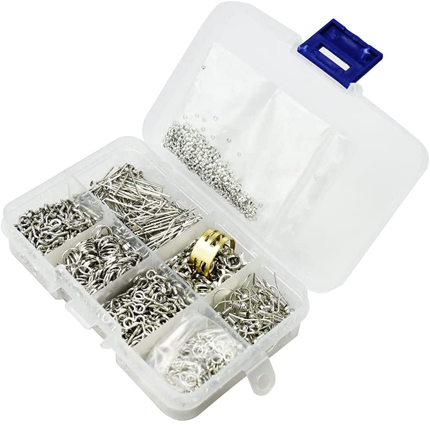 ハンドメイド用金具セット マルカン カニカン Tピン 指カン ピアスフック (8種 約1630個 プラチナ)