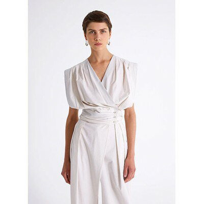 Lemaire ルメール Gathered cotton-poplin wrap top