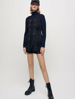 maje Checked trompe romper ロンパース