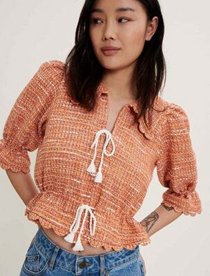 maje Short tweed top with rickrack トップス