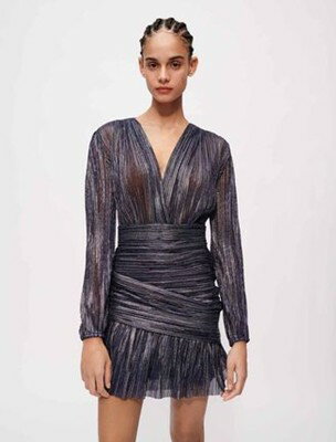 maje Fully draped lame dress ワンピース