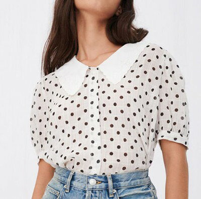 maje Crinkle-effect polka dot shirt トップス