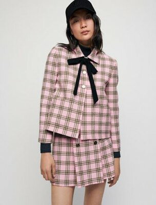  maje Checked jacket with contrasting ジャケット