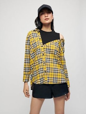 maje checked shirt and T-shirt トップス