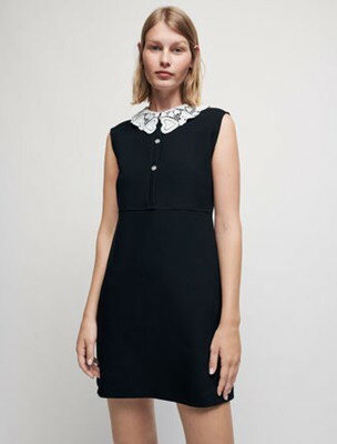maje Crepe dress with guipure colla ワンピース