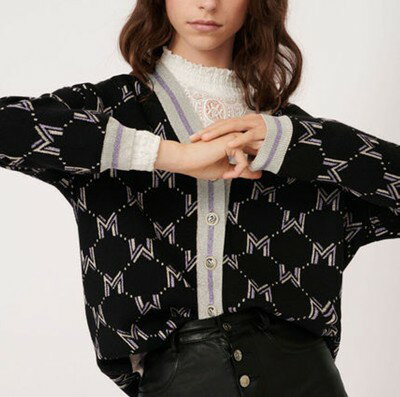 maje MONOGRAMMED JACQUARD AND LUREXカーディガン
