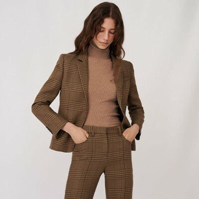 maje　CHECKED FITTED SUIT JACKE　ジャケット