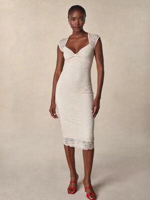 Rouje ルージュ Short-sleeve guipure lace midi dress ワンピース ドレス