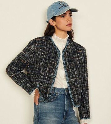 乐天商城 - sandro サンドロ Short tweed tailored jacket ジャケット