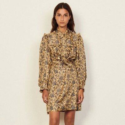 sandro サンドロ Short draped and ruffled dress ワンピース