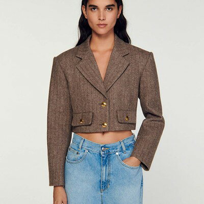 SANDRO サンドロ Structured cropped jacket ジャケット