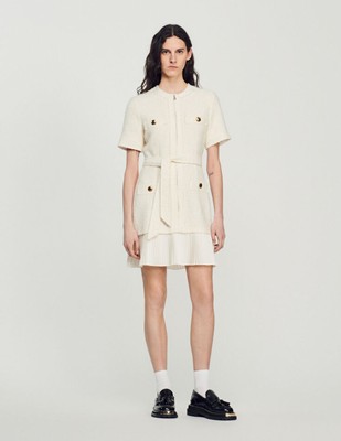 SANDRO サンドロ Tweed-Effect Woollen Coat Dress ワンピース ドレス