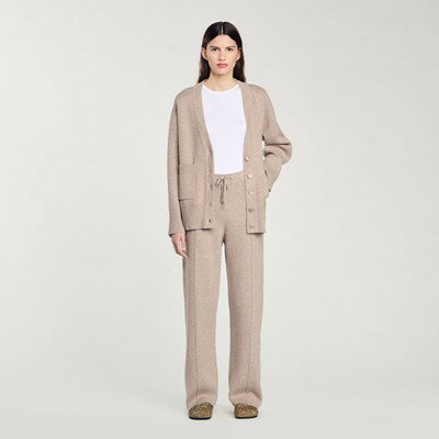 乐天商城 - SANDRO サンドロ Knit rhinestone-covered trousers パンツ