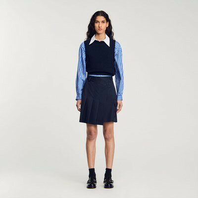 SANDRO サンドロ Short asymmetrical pleated skirt スカート