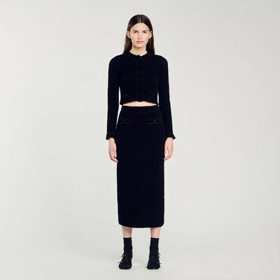 乐天商城 - SANDRO サンドロ Velvet knit midi skirt スカート