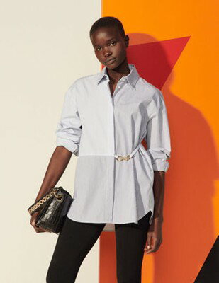 sandro サンドロ Stripy shirt with snap hook トップス
