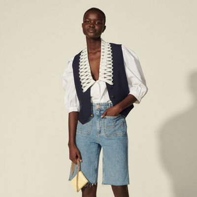 乐天商城 - sandro サンドロ Shirt with large lace collar トップス