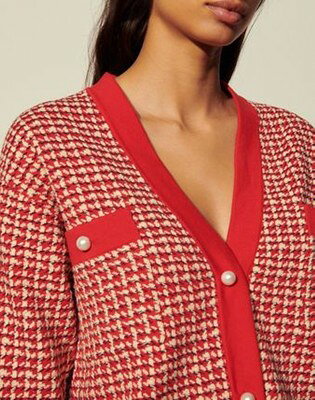 sandro サンドロ Cropped cardigan in fancy tweed カーディガン