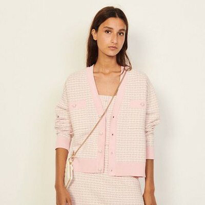 sandro サンドロ Short coatigan in fancy tweed カーディガン