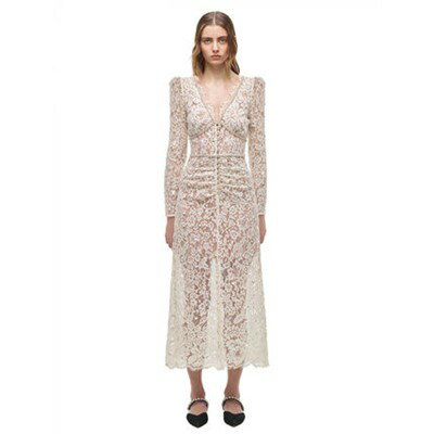  Self-Portrait セルフポートレート Cream Embellished Cord Lace Midi ワンピース
