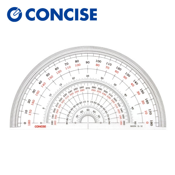 コンサイス 半円分度器 直径12cm S-12 