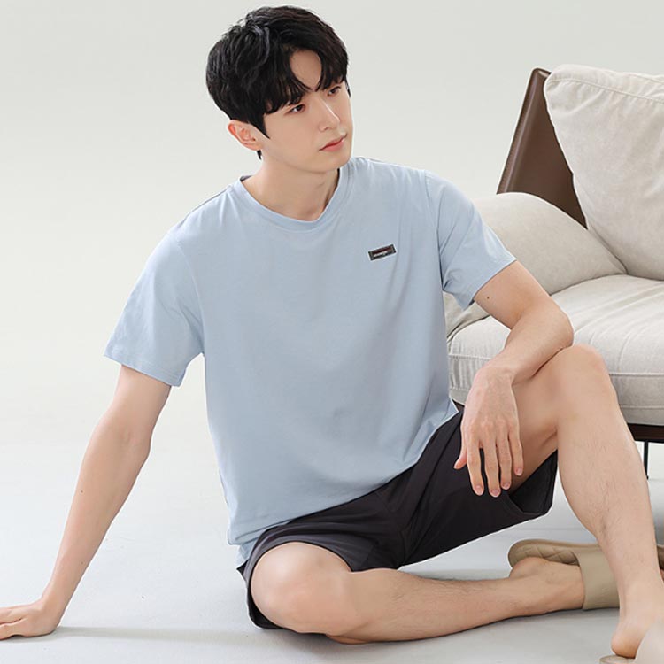 半袖 パジャマ 上下セット 春 夏 半袖カットソー ショートパンツ メンズ 接触冷感 ひんやり ルームウェア セットアップ 半袖 tシャツ プルオーバー ハーフパンツ ナイトウェア 寝間着 ゆったり 薄手 涼しい 吸汗 速乾 学生 男子 高校生 大きいサイズ 無地 【送無】