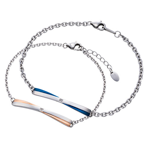 【ポイント5倍☆11/25迄】【5%offクーポン☆11/27迄】ペアブレスレット シンプル ダイヤモンド入り アレルギーフリー おしゃれサージカルステンレス3...