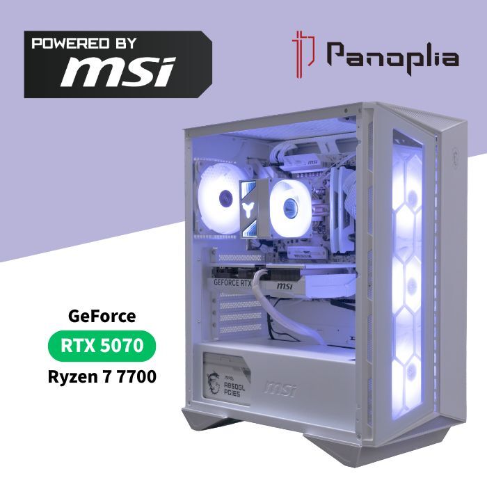 【P5倍！14日20:00～17日09:59まで】【新品/在庫限り】 RTX 5070 Ryzen 7 7700 8コア16スレッド 3.8GHz 最大 5.3GHz Win11 SSD1TB メモリ32GB Panoplia powered by msi R7B855070PMWH ゲーミングデスクトップPC パノプリア ゲーミングPC デスクトップパソコン【一年保証】
