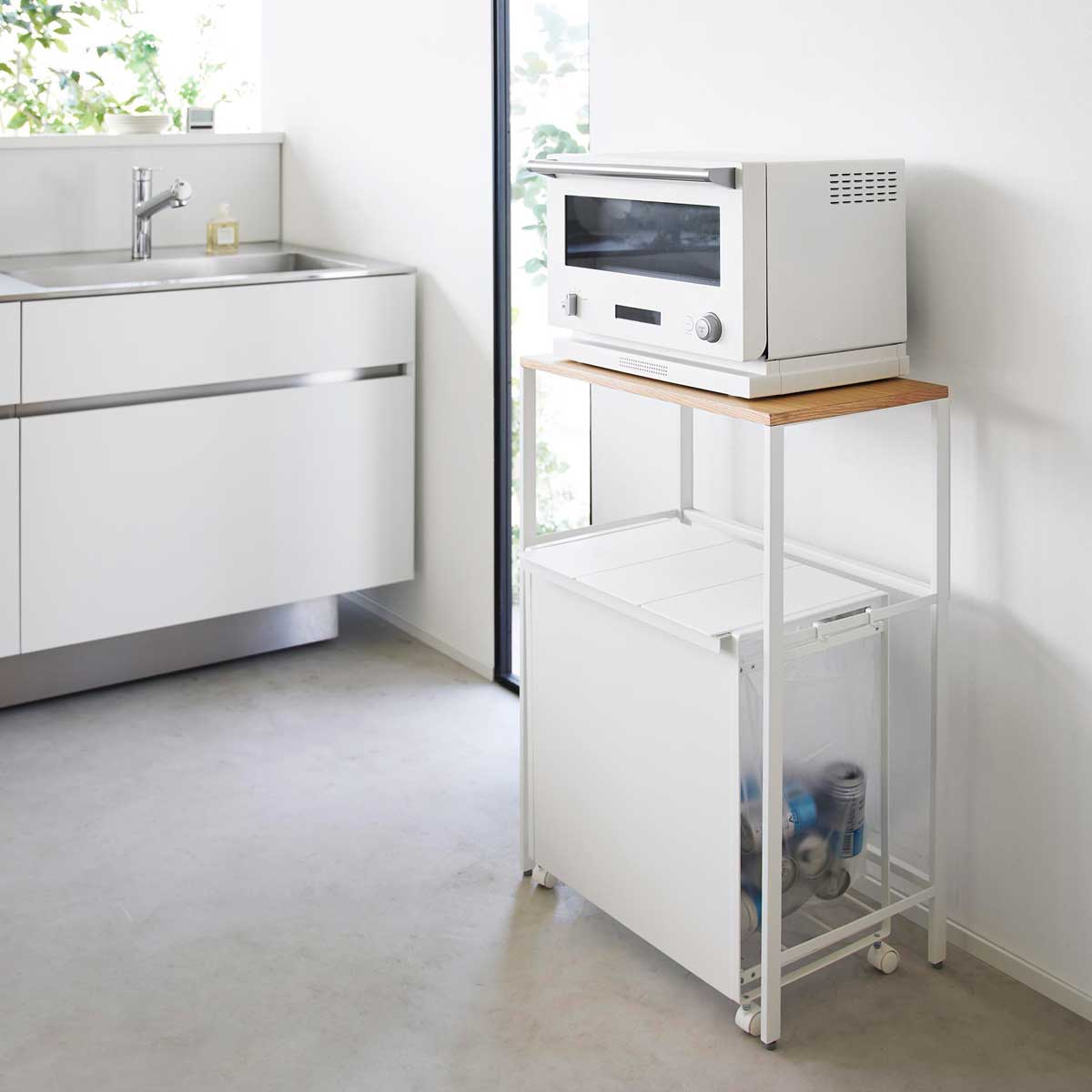 キッチン収納 山崎実業 正規品 tower タワー 分別ゴミ箱上ラック 家電が置けるキッチンラック 電子レン..