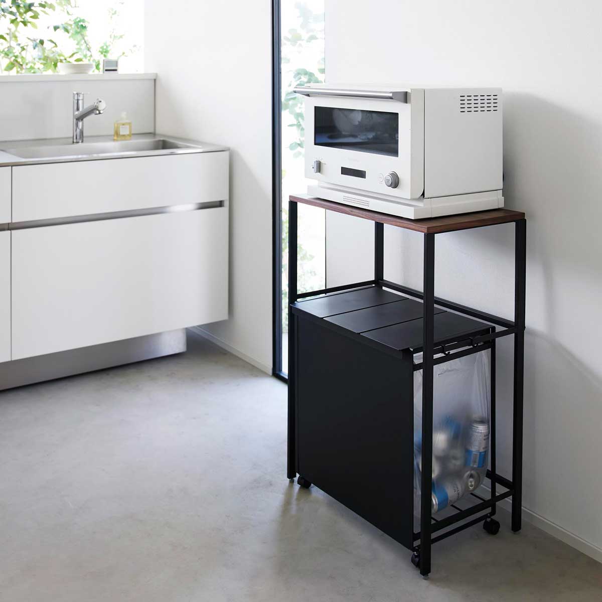 キッチン収納 山崎実業 正規品 tower タワー 分別ゴミ箱上ラック 家電が置けるキッチンラック 電子レン..